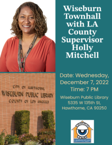 LA Country Supervisor Holly Mitchell Dec 7 at Wiseburn Public Library